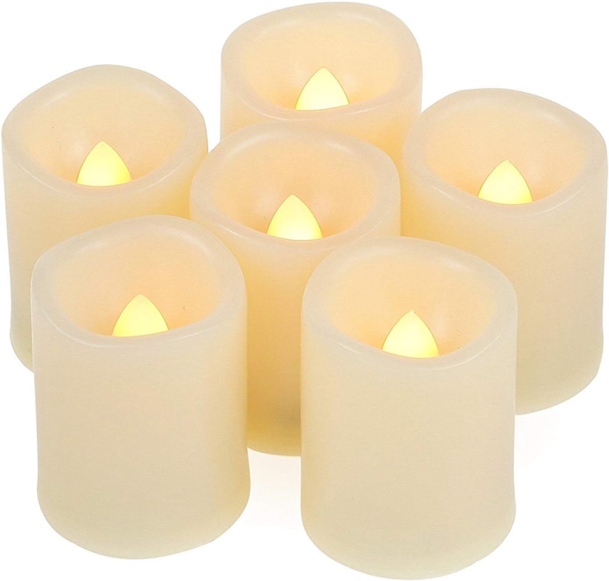 HEZIVO® Kaarsen op Batterijen - Waxinelichtjes met Flikkerende Vlam - Theelichtjes - Met Timer - 6 Stuks