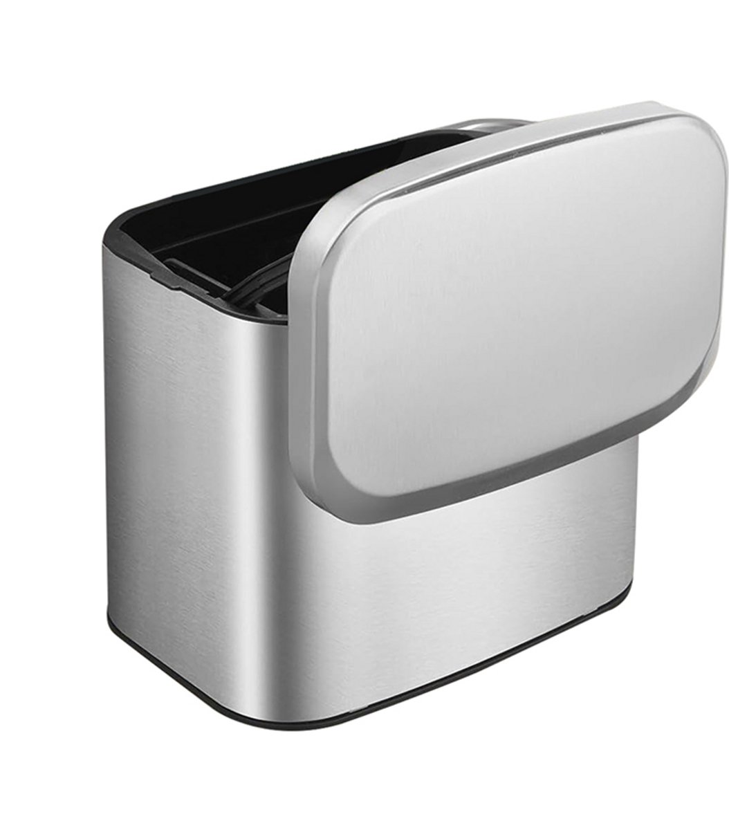 Rvs Compostbak - Keuken afvalbak - Afval scheiden - Met deksel - 4 Liter - Zilver