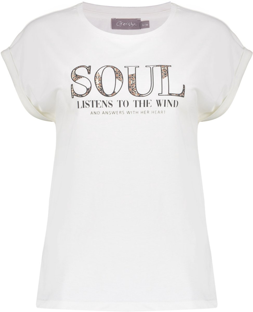 Geisha T-shirt T Shirt Met Tekst 62370 41 Off-white Dames Maat - S