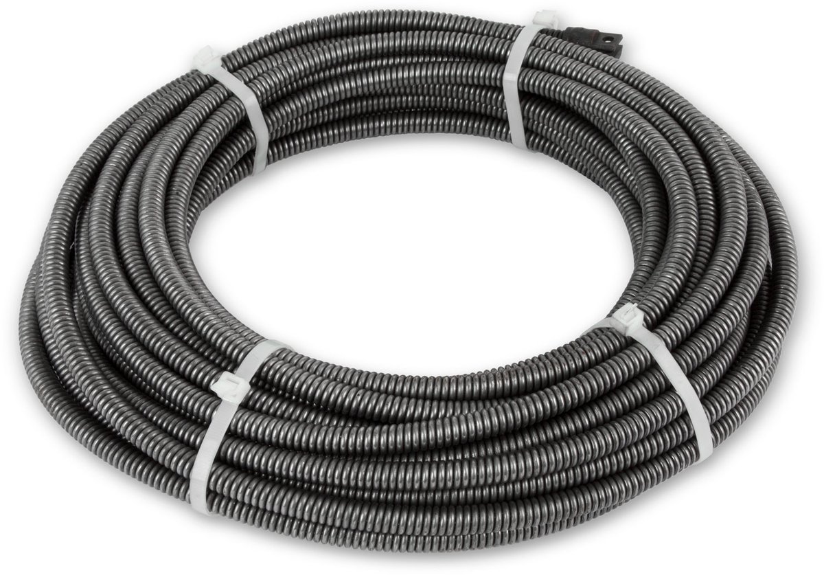 EBERTH Spiraal 20 m, reserveonderdeel voor elektrische buisreinigingsmachine, robuust metaal, M6-koppeling voor alle gangbare boorkoppen, diameter 13 mm, voor buisdiameters van 5 tot 10 cm