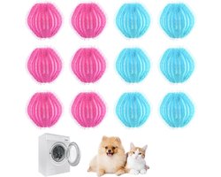 12 wasballen, anti-haar, wasmachine, herbruikbaar, wasbal, vangt dierenharen, verwijdert dierenharen, voor kleding en beddengoed (kleurmengsel)