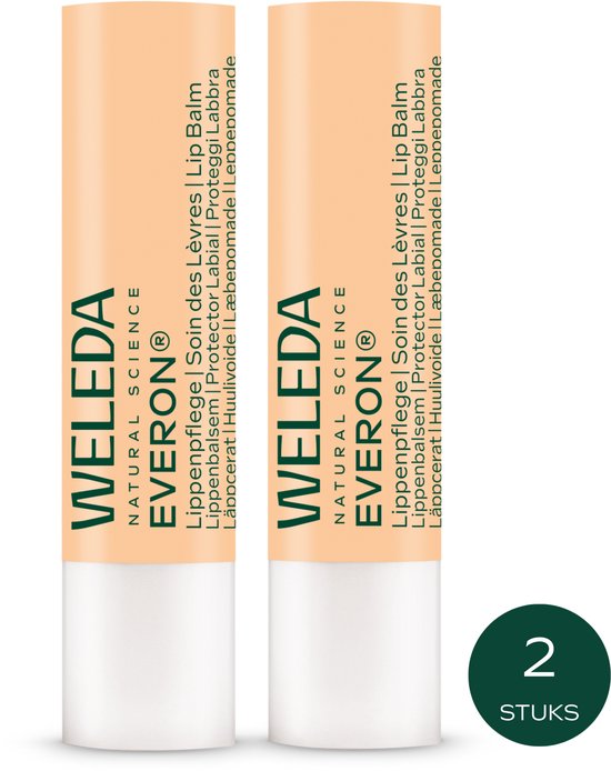 WELEDA Everon Lippenbalsem - Voordeelverpakking (2 Stuks) - Geur Van Vanille En Rozen - Verzorgende en Beschermende Lippenbalsem - Houdt Je Lippen Zacht & Soepel - Beschermt Tegen Uitdroging - 100% Natuurlijke Ingrediënten - 4,8 g