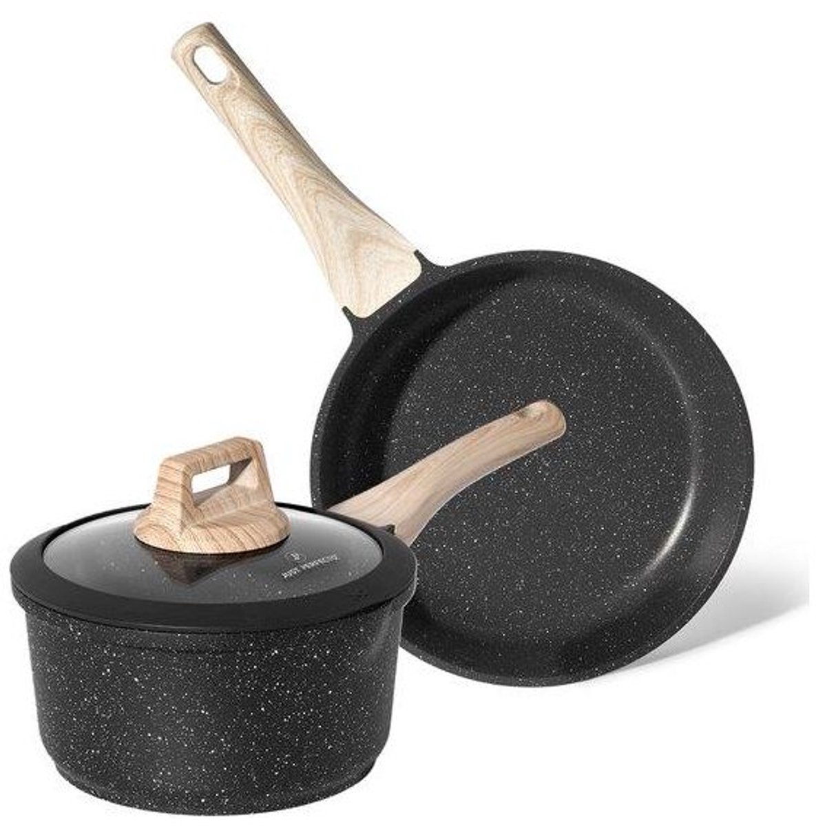Just Perfecto Koekenpan en Steelpan - 20-24 Cm - Koekenpannenset Voor Alle Warmtebronnen - PFOA PFAS Vrij - Pan Inductie - Zwart