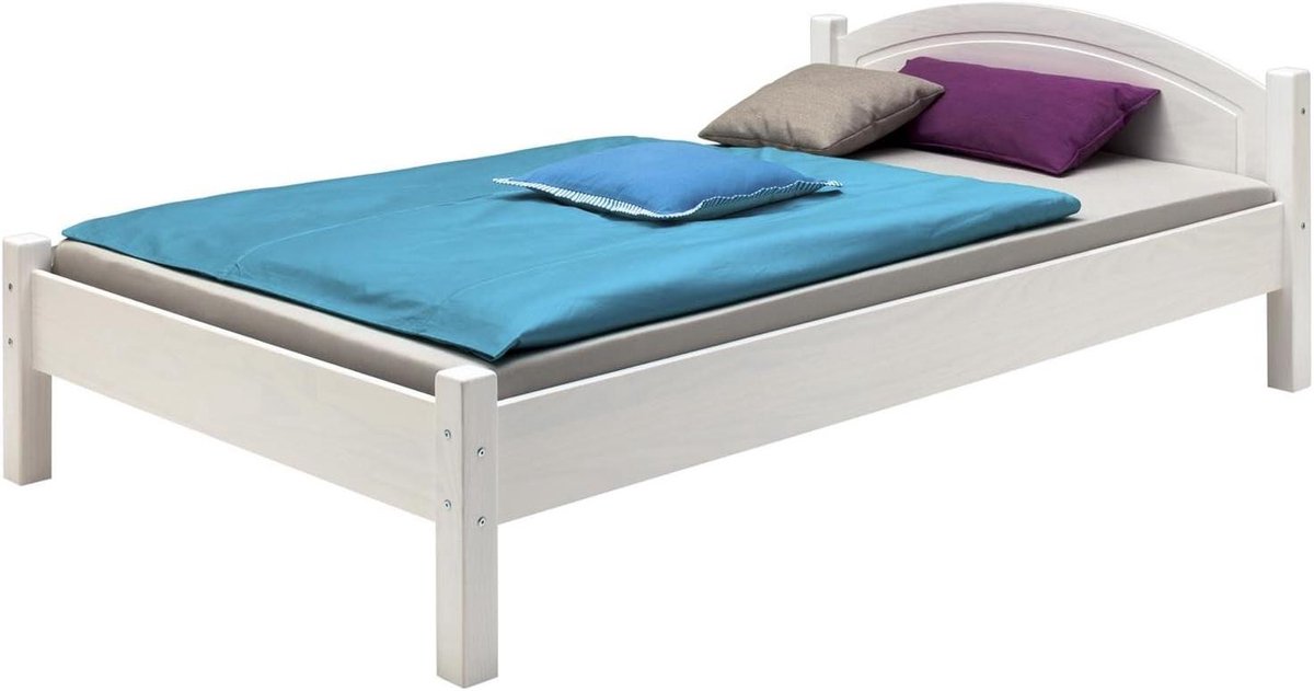 Houten bedframe - Eenpersoonsbed - Slaapcomfort - Massief grenen - 100 x 200 cm - Wit