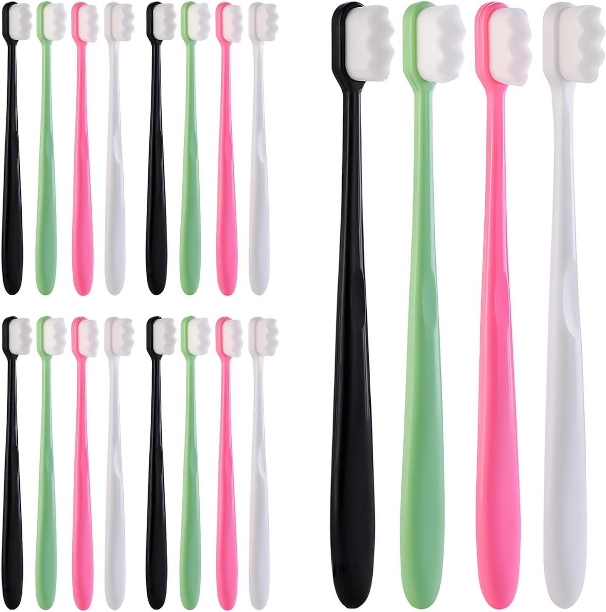 Nano Tandenborstels - Zachte Borstels - Mondhygiëne - 20.000 Ultrazachte Borstelharen - 16 Stuks - Multicolor