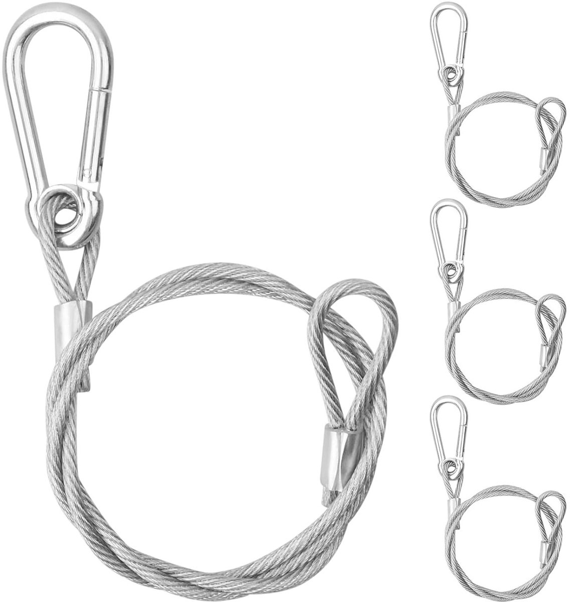 Set van 4 RVS Veiligheidslijnen, 5 mm x 1 m, Ideaal voor Podiumverlichting en DJ Apparatuur, Maximaal 100 kg Belastbaarheid