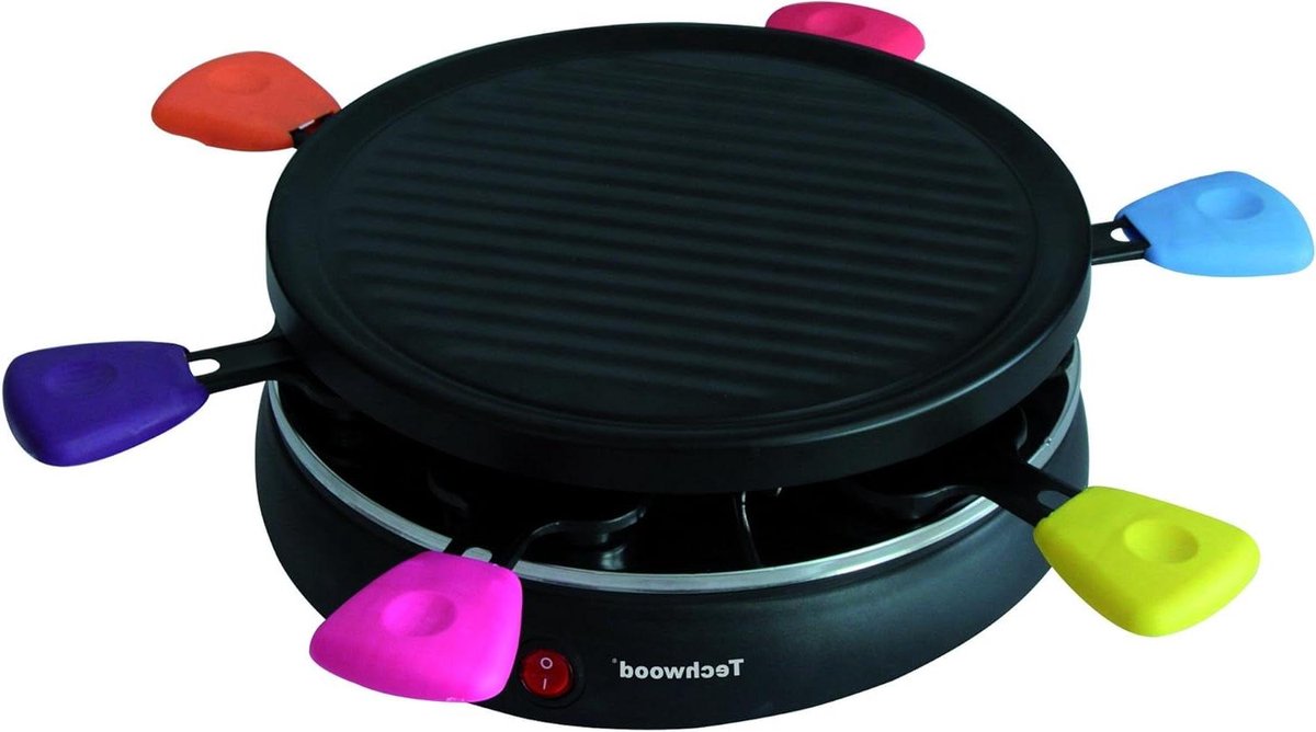 Raclette Grill - Binnen Grill - Gezellig Eten - Verwijderbare Grillplaat - 6 Personen - Zwart