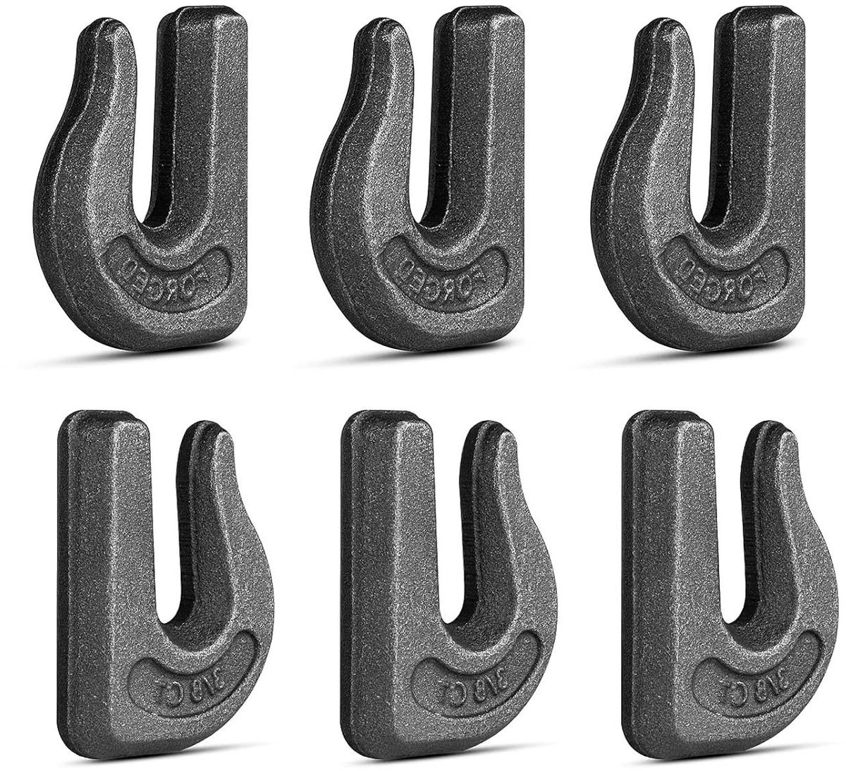 Lashaak Set - Grijphaak Clevis - Zwaar Werk - Gesmeed Koolstofstaal - 6 Stuks 3/8" - Zwart