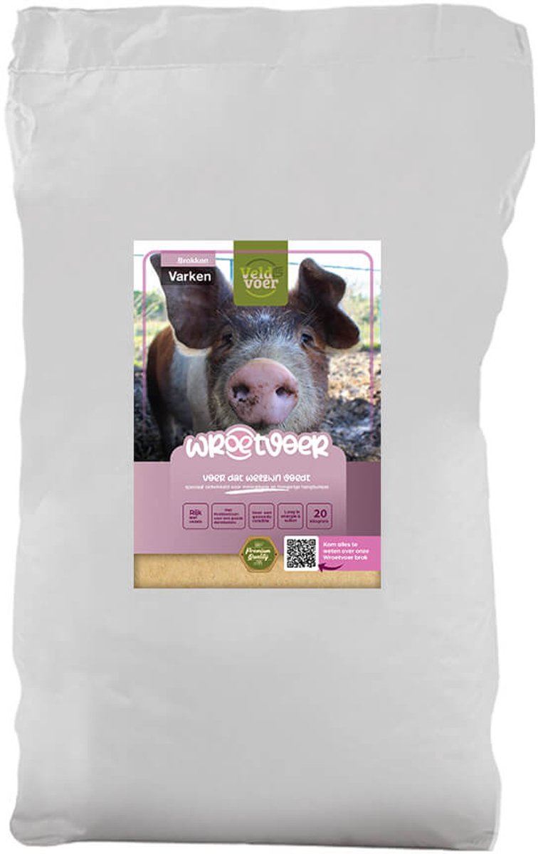Veldvoer Wroetvoer, vezelrijke varkensbrok voor minivarkens, 20kg