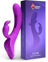 Sensual Desire® GLOW – Triple-Action Bunny Vibrator – 7 point G, 7 clitoris et 7 modes pulsés – Étanche – Stimulateur point G & clitoris – Jouets sexuels pour femmes – Incluant des histoires érotiques à écouter