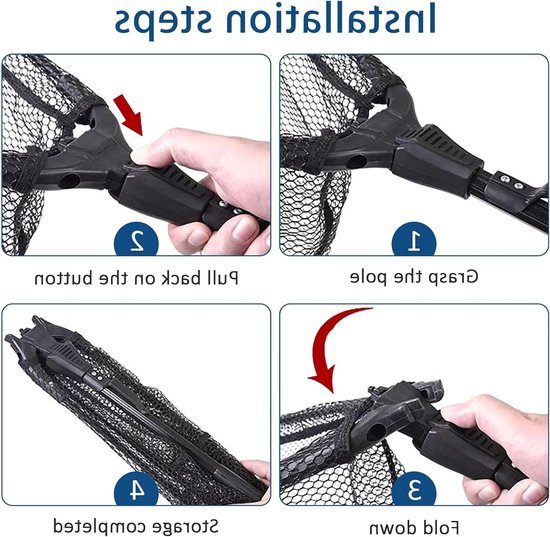 SnelShoppen - Vouwbare Telescopische Hengelnet, Robuust Carp Landing Net voor Salmon, Meerval, Baars, Hoogwaardige Waterafstotende Nylon, Ideaal voor van Snelshoppen — afbeelding 4