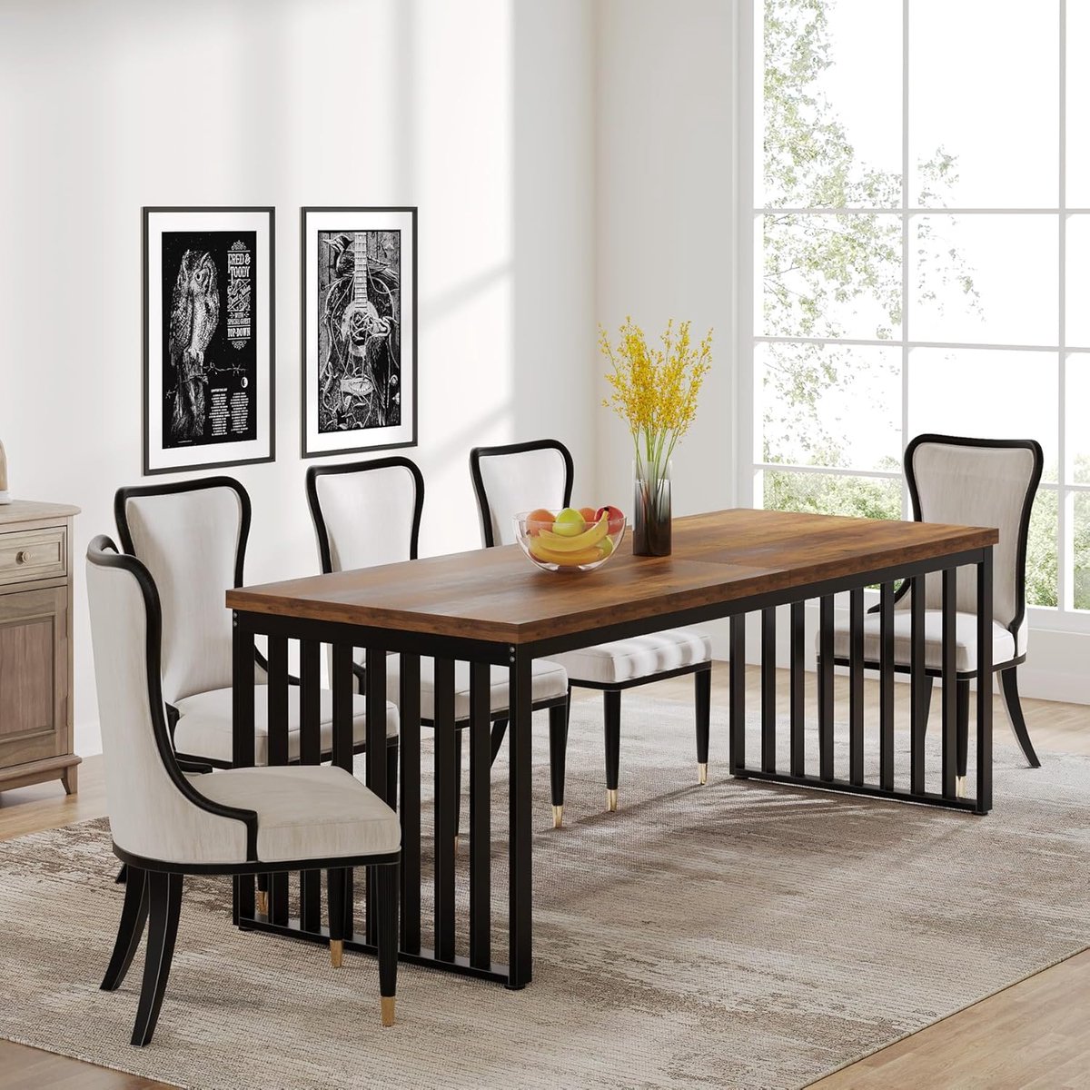 Eettafel 160x80 cm – Industriële Rechthoekige Eettafel voor 4-6 Personen – Zwarte Keukentafel met Metalen Frame – Moderne Houten Eettafel – Duurzaam & Stabiel – Dader