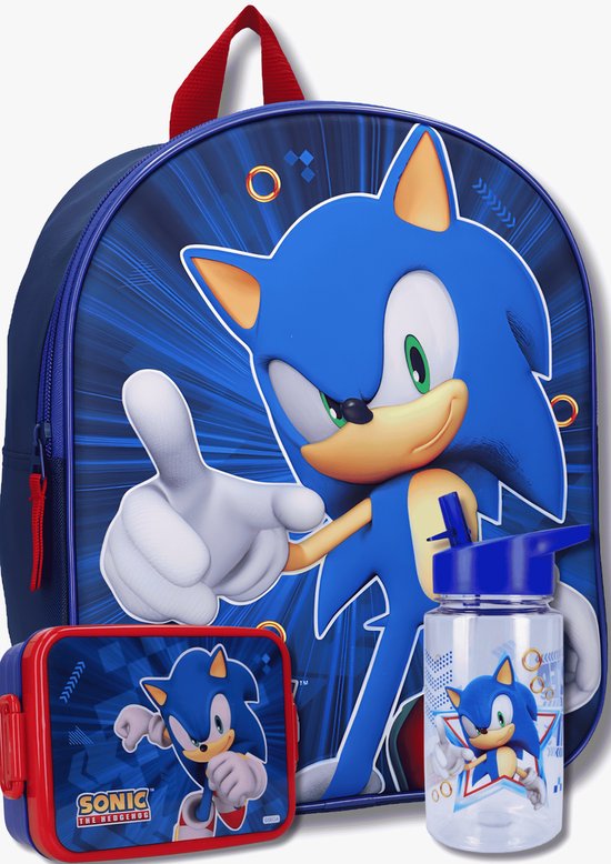 Sonic Rugzak 3D met Lunchbox & Drinkfles – Schoolset Jongens – Blauw