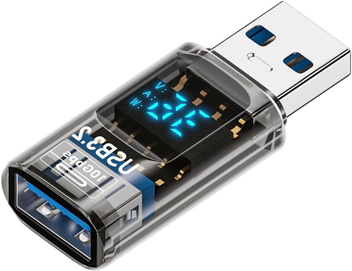 Digitale USB Adapter - USB Converter Datatransmitter - Snelle Gegevensoverdracht - USB 3.2 10Gbps - 36W - Zwart Transparant