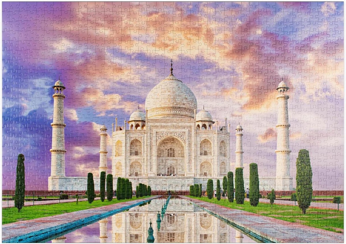 Legpuzzel Taj Mahal - Puzzel Zonsondergang - Ontspanning Thuis - Hoge Resolutie Print - 1000 Stukjes - Meerdere Kleuren