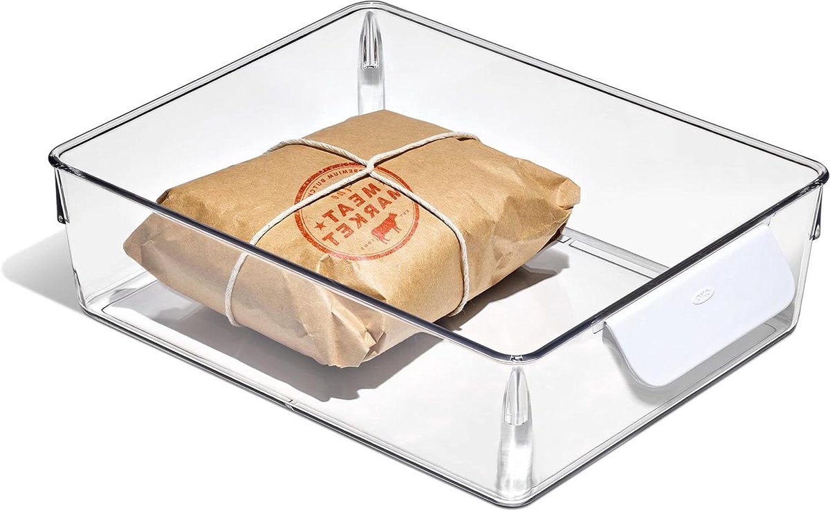Koelkast Opbergbak - Voedsel Organizer - Keuken Organiseren - Gladde Schuifbasis - 20x25 cm - Transparant