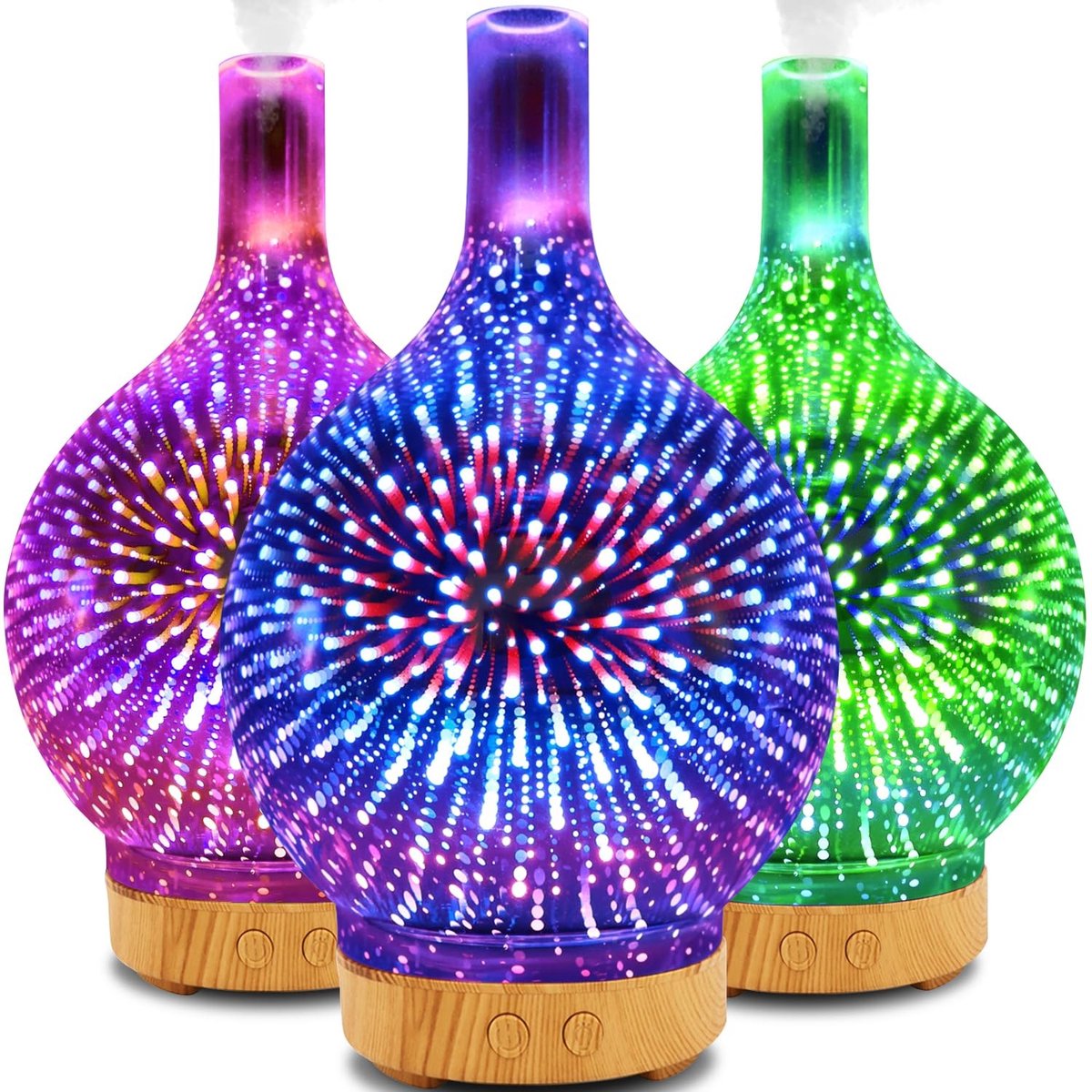Retoo Aroma Diffuser met 14 Kleuren en Timer - Aromatherapie en Luchtbevochtiger voor Slaapkamer en Kantoor