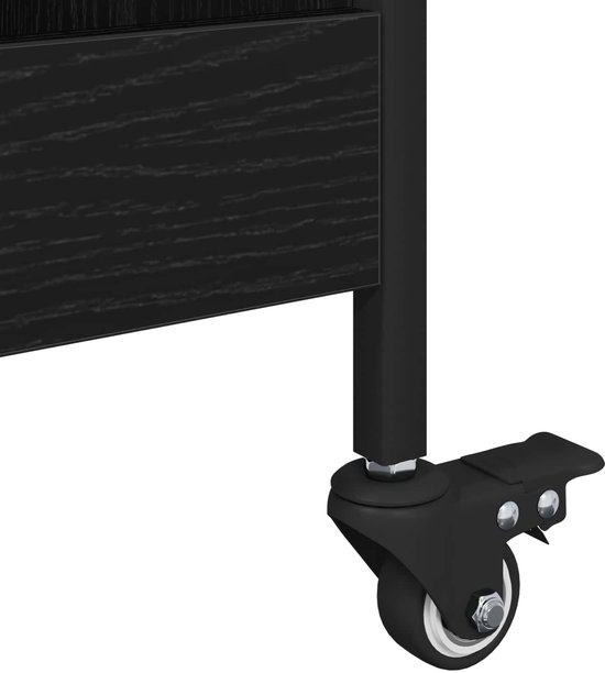 vidaXL - Keuken - Trolley - Zwart - Eiken - 70 - x - 30 - x - 82 - cm - Bewerkt - hout — afbeelding 3