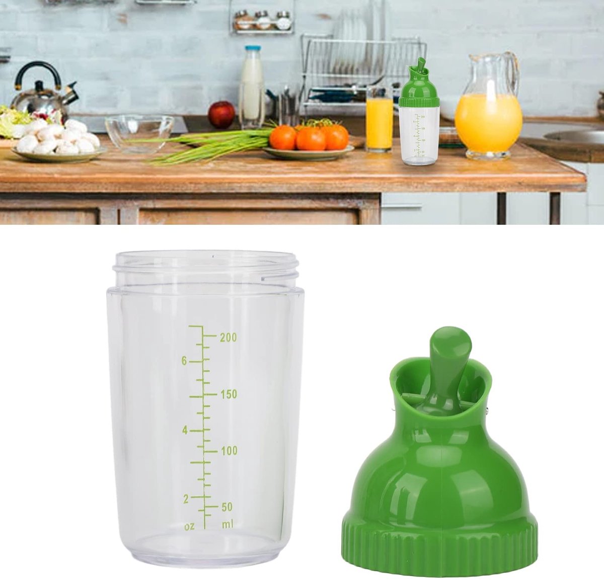 Salade Dressing Mixer Bottle 200ml - BPA Vrij, Lekvrij en Handig voor Keukenopslag