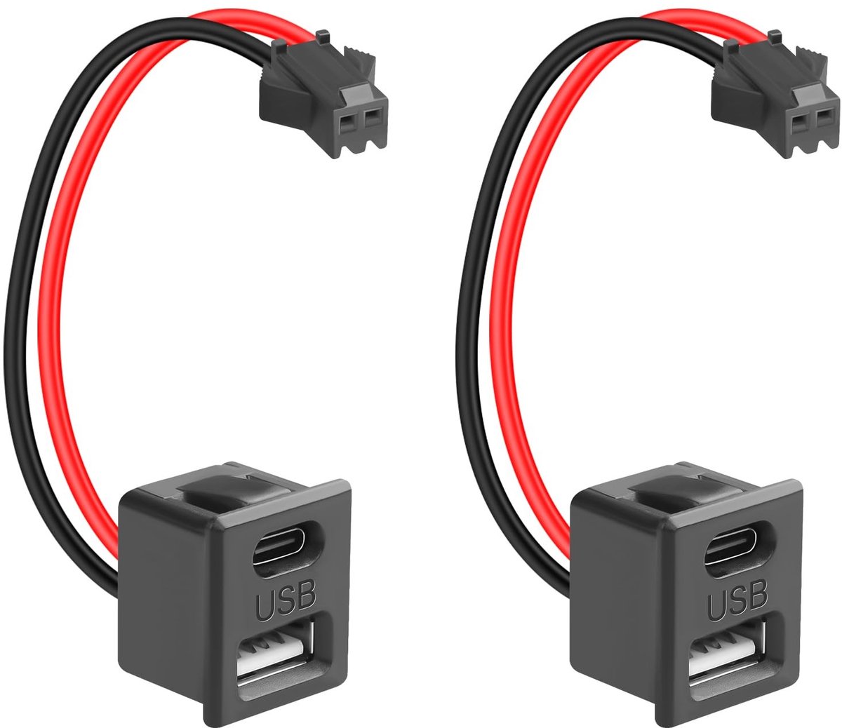 QIANRENON USB & USB-C 2 Poorts Oplaadconnector met JST SM 2 Pin Plug