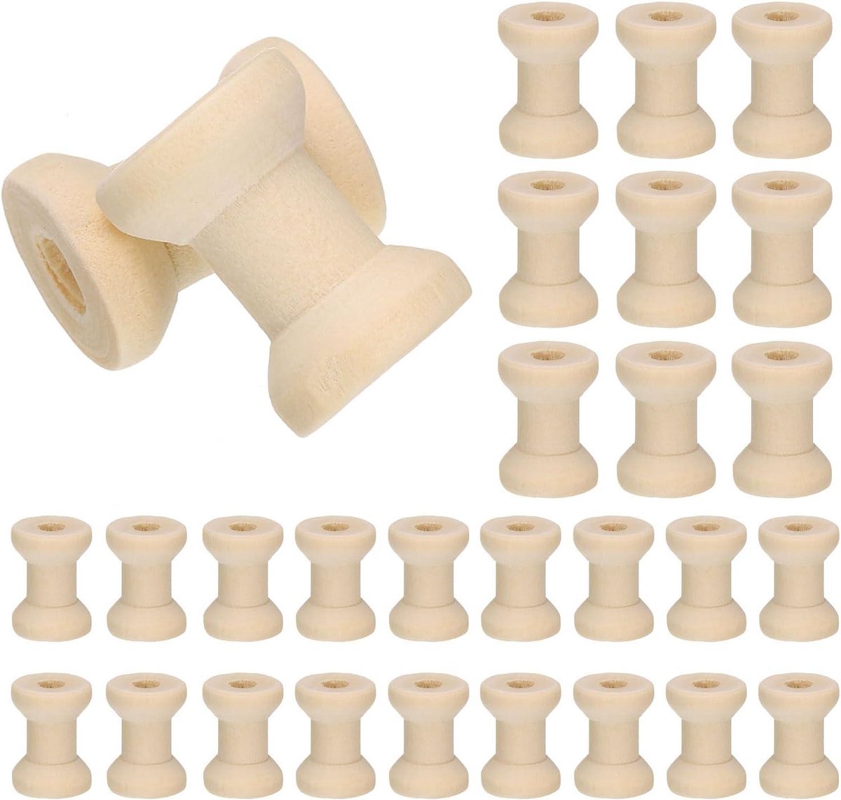 Houten spoelen - Lege draadspoelen - Draad organiseren - Natuurlijk hout - 100 stuks - Houtkleur