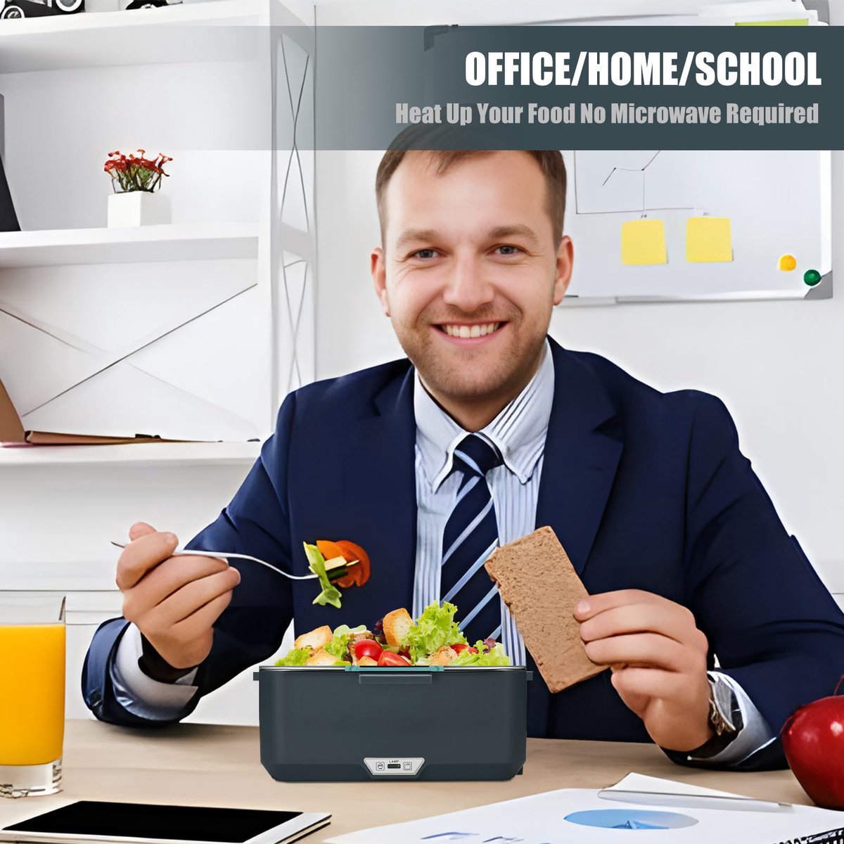 Jently elektrische lunchbox - draagbare voedselverwarmer - lekvrije lunchverwarming - vershouddoos - 2.5L - wit — cadeau in Kookcadeaus - foto 3