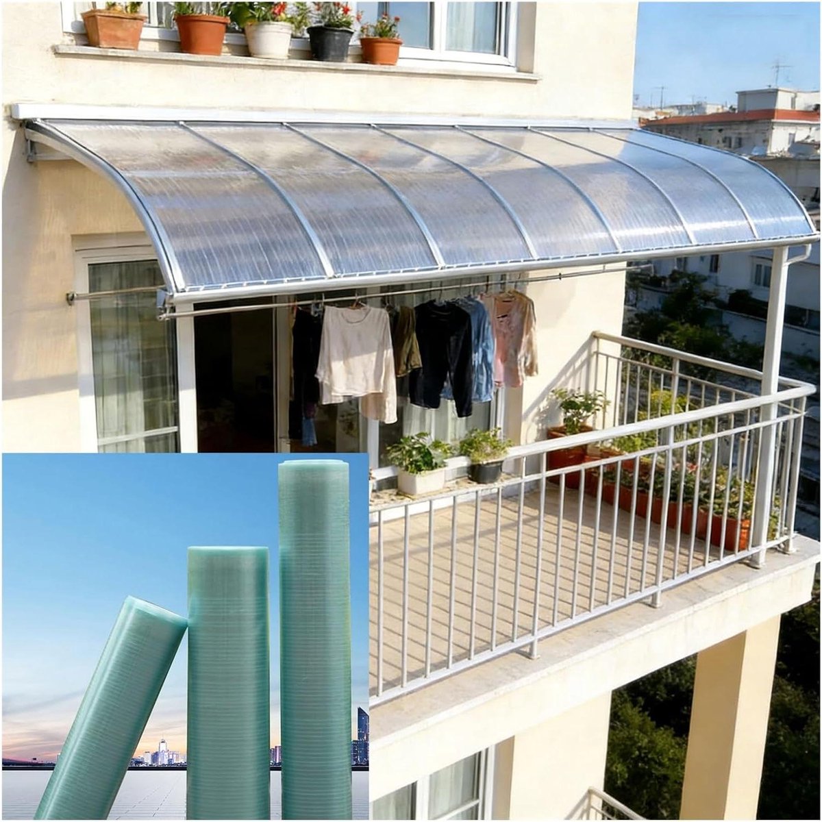 Dakrol Polycarbonaat - Buitenplaten - Terrassen Overkappen - Hoge Lichttransmissie - 1x3m - Transparant