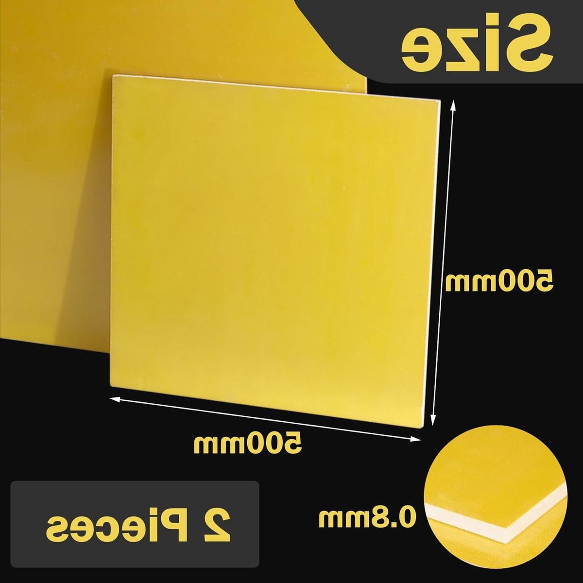 Isolatieplaat - Epoxy Paneel - Elektrisch Isoleren - Hittebestendig - 500x500mm - Lichtgeel