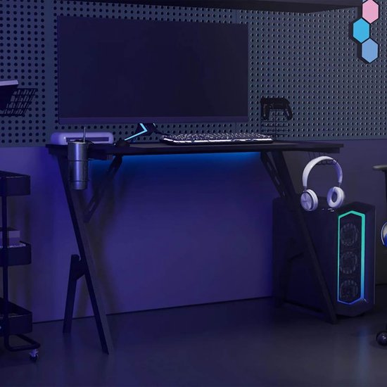 Gaming bureau - PC tafel - Comfortabel gamen - Ergonomisch Y-frame - 110 x 60 cm - Zwart van Merkloos — afbeelding 2