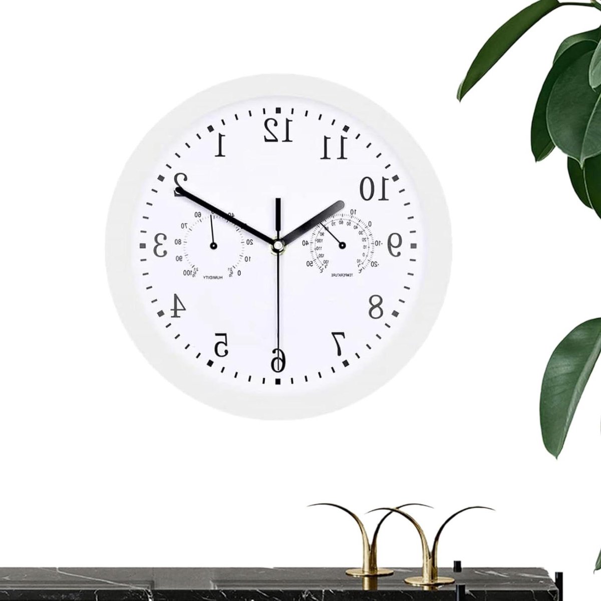 Buitenklok Decoratie - Wandklok Hygrometer - Buiten Weergeven - Allesweerbestendig Ontwerp - Diameter 25cm - Wit