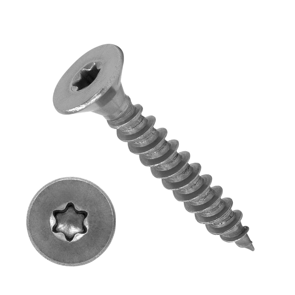 Spaanplaatschroeven Roestvrij Staal - Houtschroef Universeel - Verbindingen Maken - Verzonken Kop Torx - 40 x 40 mm - Zilverkleurig
