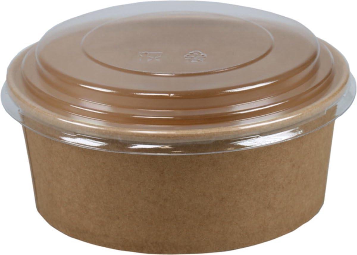 Kartonnen Saladebakjes - Ronde Bakjes - Afhalen Maaltijden - Stevig Materiaal - 1000 ml - Bruin