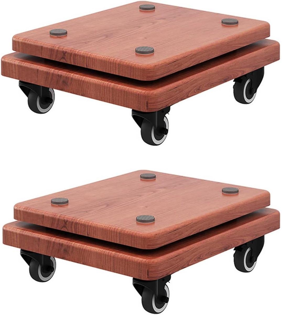 Luidspreker Isolatie Voeten - Subwoofer Stand - Verbeter Geluidskwaliteit - Met Mobiele Wielen - 35 x 35 cm - Bruin