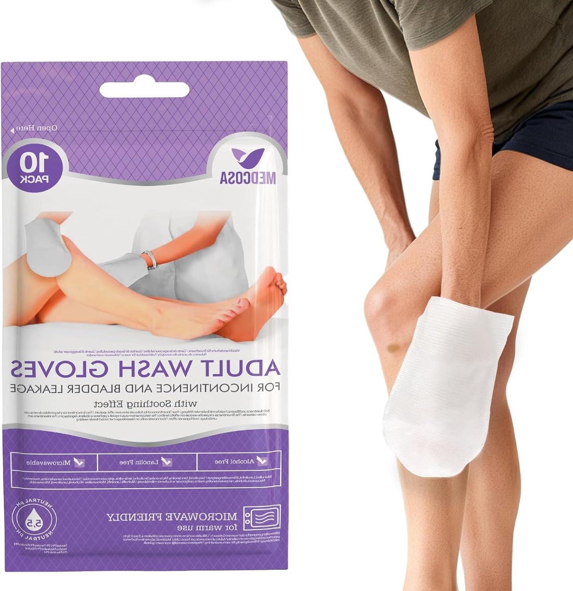 Body Wipes - Washandschoenen - Persoonlijke Verzorging - Handschoen Vorm - 10 stuks - Wit