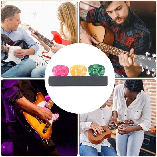 Plectrum Houder - Picks Organizer - Muziek Maken - Innovatief Groef Ontwerp - Houdt 3 Plectrums - Zwart — afbeelding 2