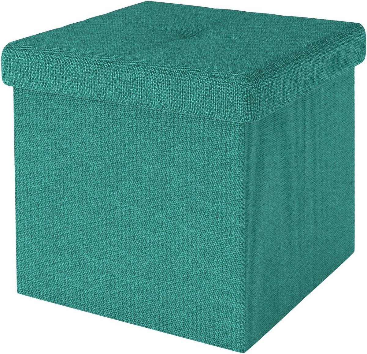 Opvouwbare Poef - Zitkubus Opberger - Ruimte Besparen - Met Deksel - 38x38x38 cm - Donker Turkoois