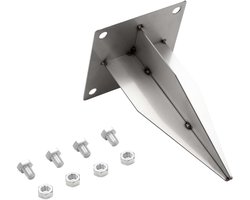 Grondanker voor Waterzuil - 15 x 15 x 25 cm - Grondpin voor Watertappunt - Verzinkt RVS Staal - Inclusief Bouten & Moeren - Zilver