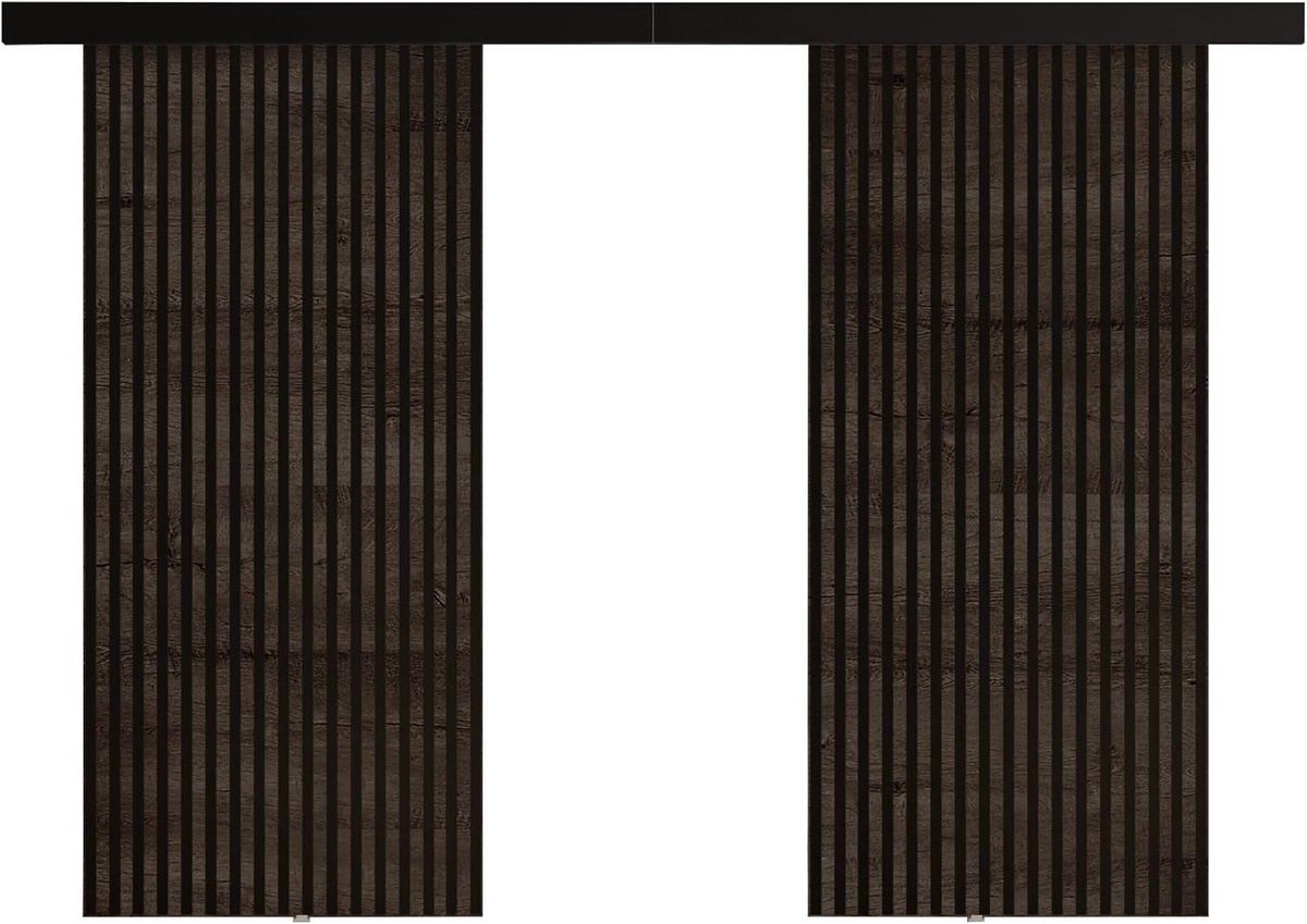 Schuifdeur 172x205x1.6 cm – Complete Dubbele Schuifdeuren Set met Railsysteem en Frame – Modern Kamerdeursysteem Donker Essen – Inclusief Montagekit – Faisal