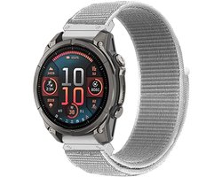 Bandz Premium Nylon bandje geschikt voor Garmin Fenix 8 - 43mm / Fenix 7s (Pro - Solar - Sapphire Solar) / Fenix 6s (Pro - Sapphire) / Fenix 5s (Plus - Sapphire) / Epix Pro (Gen 2) 42mm / Instinct 2s - E / Descent Mk2s - Mk3 -43mm (Grijs)