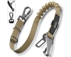 BOTC Autogordel Hond - Hondengordel 3 in 1 - Reflecterende - Veiligheidsgordel hond - Autoriem Hond - Bruin - RVS