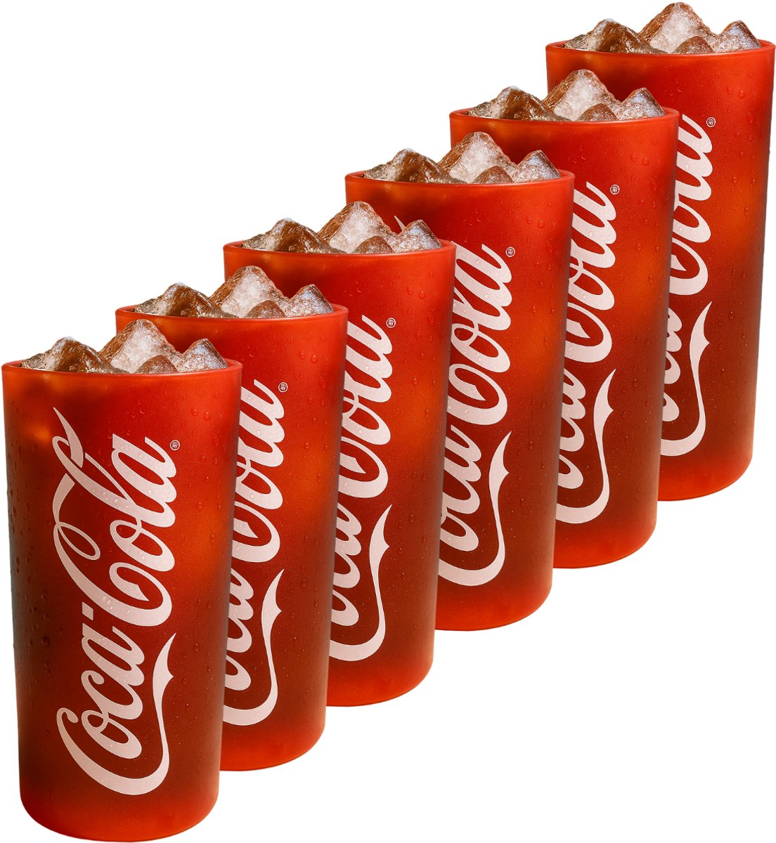 Coca Cola Glazen - Longdrinkglazen - Frisdrankglazen - Frozen - Rood 270 ml - 6 Stuks