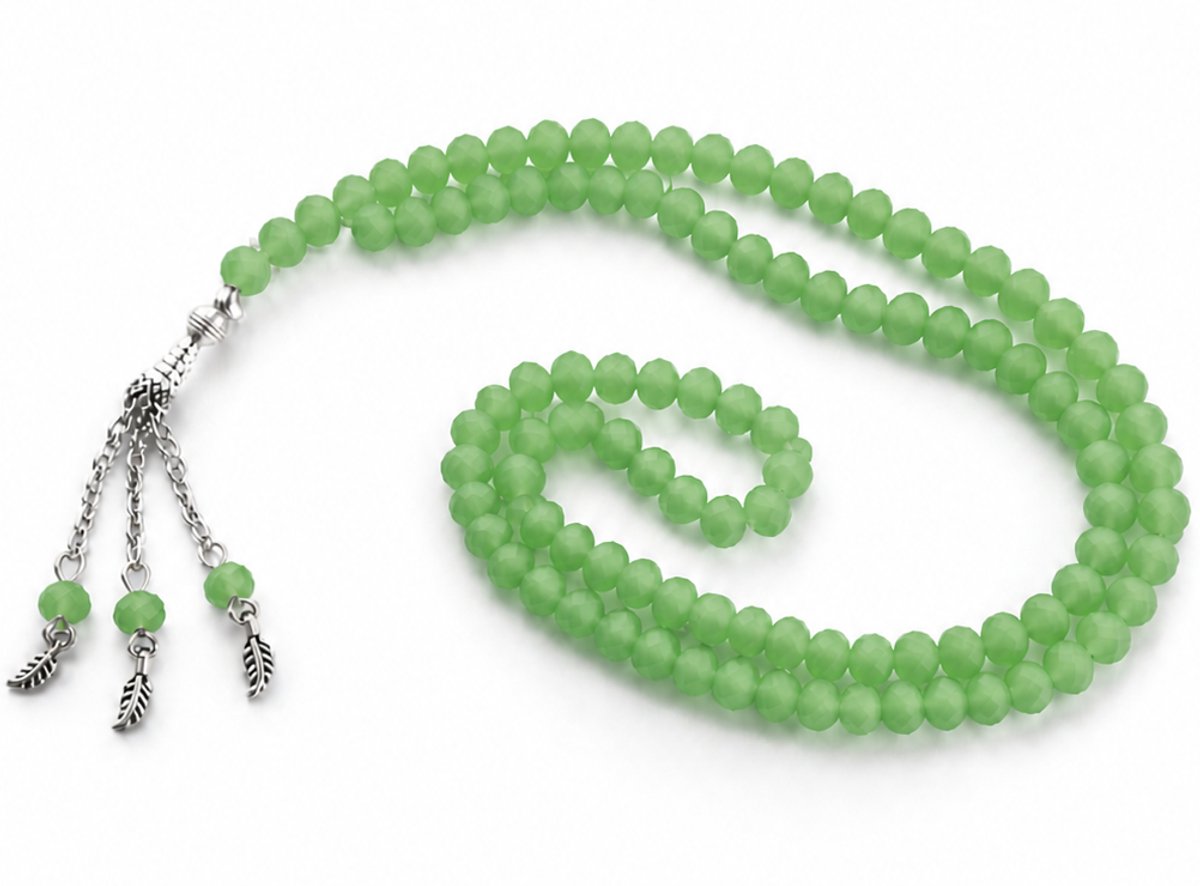 Baraka Treasures Luxe Kristal Tasbih - Tasbih - 99 Kralen - Crackle Glas - Islamitische Gebedskralen - Misbaha - Subha - Handgemaakte Kwaliteit - Voor Dhikr & Cadeau - Groen