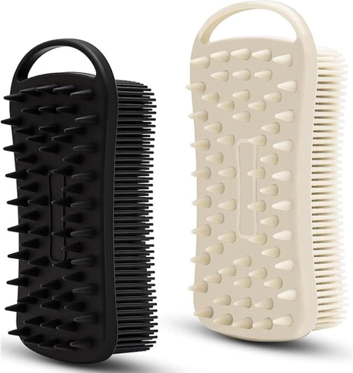 Siliconen Badborstel - Body Scrubber - Huid Reinigen - Dubbelzijdig Ontwerp - 2 Stuks - Zwart Wit