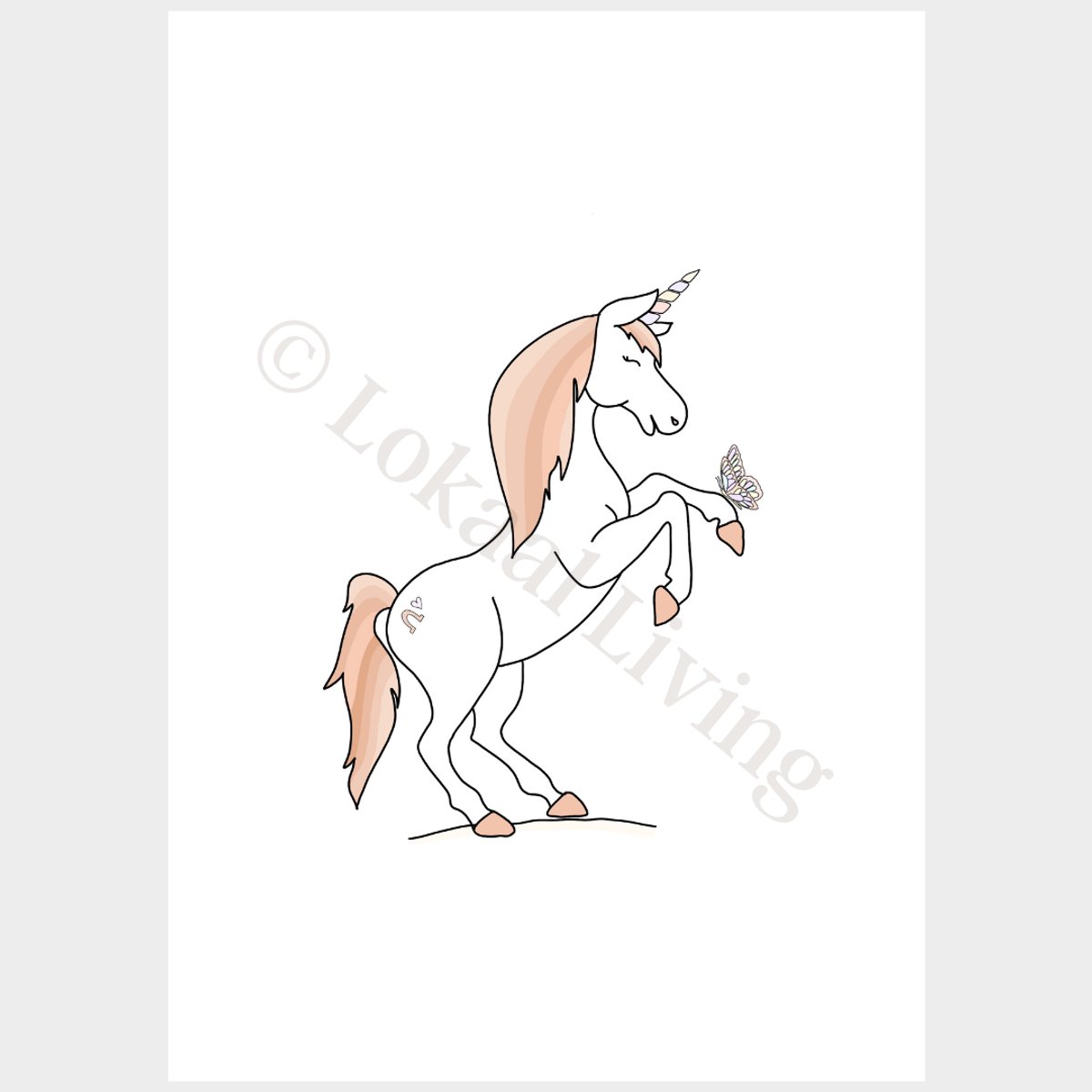 Lokaal Living a4 poster - eenhoorn illustratie - dier - kinderkamer - babykamer