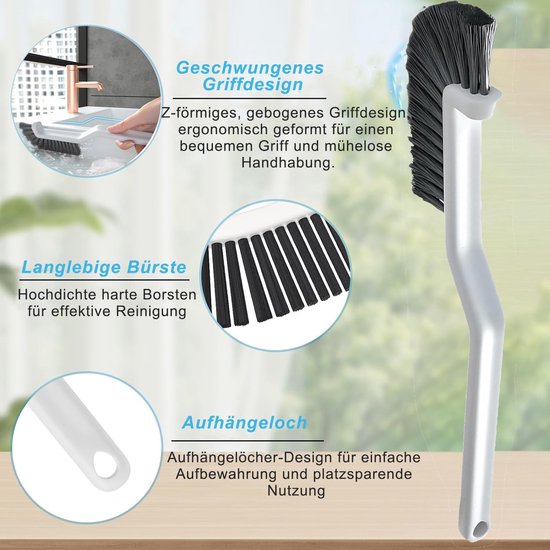 Voegenborstel Set - Smal Ontwerp Borstel - Kieren Reinigen - L-vormige Borstelharen - 3 Stuks - Wit — afbeelding 4
