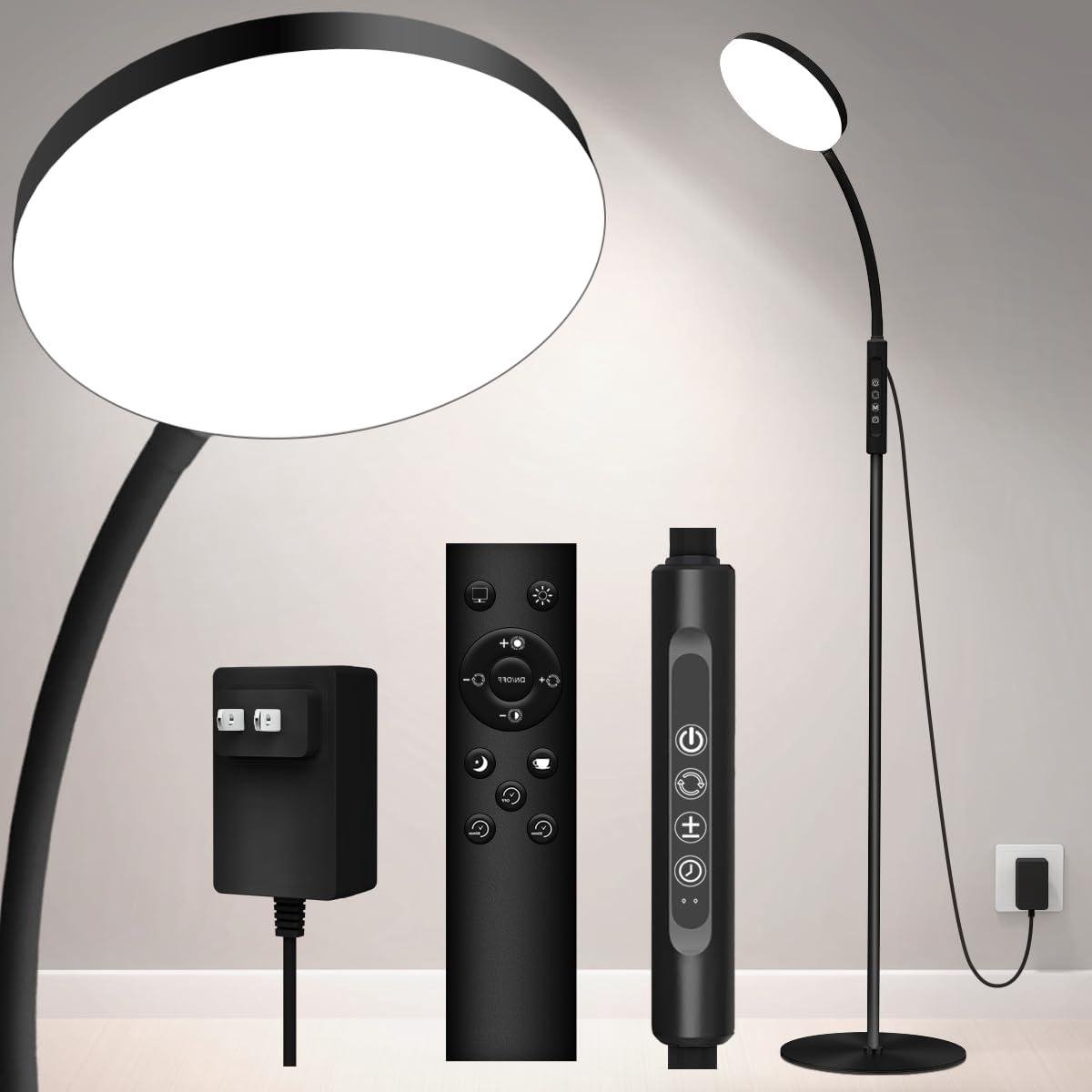 Daglichtlamp Vloerlamp - Lichttherapie Lamp - Welzijn Verbeteren - Flexibel Instelbaar - 20000 Lux - Zwart
