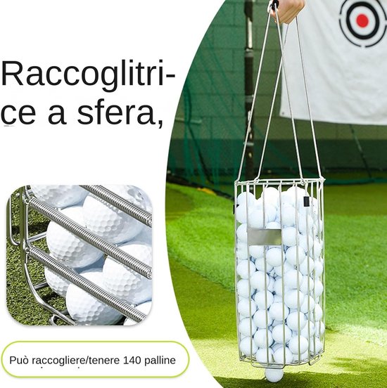 Ballenhouder - Ballenmand - Golf training - Intelligent drukmechanisme - 140 ballen capaciteit - Zilver — afbeelding 5