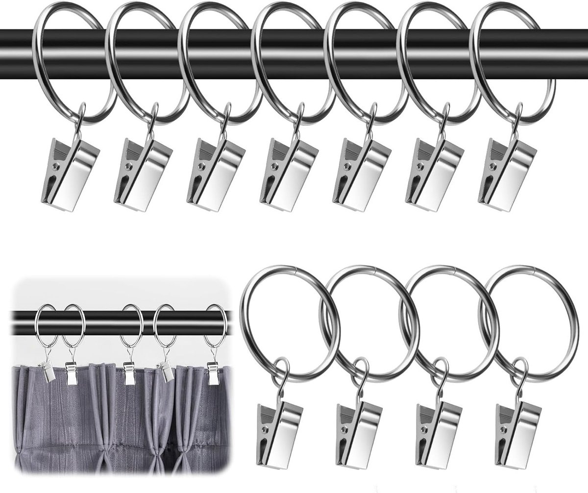 25 Stuks Gordijnringen met Clips - 32mm Binnenmaat voor Raamdecoratie, Douchegordijnen en Deuren