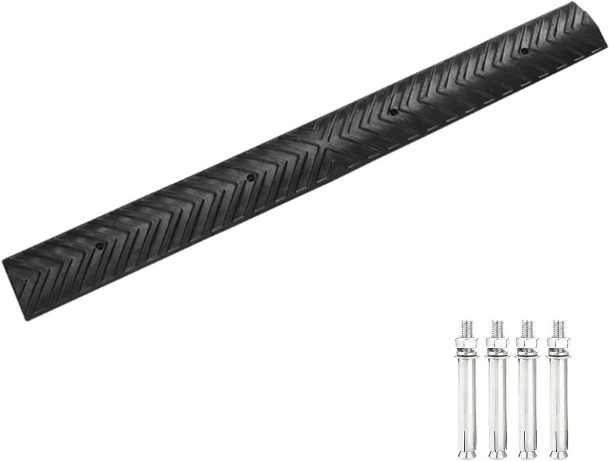 Verkeersdrempels Rubber - Oprit Hulpmiddel - Snelheid Verminderen - Draagvermogen 15 Ton - 100 cm Lengte - Zwart