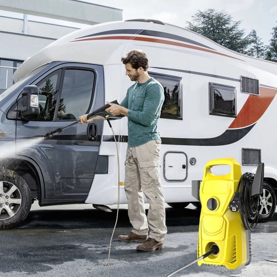 Novendo Goods - Hogedrukreiniger 1500W 135 bar - Elektrische reiniger met 10M slang en 4-in-1 verstelbare spuitmond - Draagbare power washer voor auto , tuin en terras — afbeelding 2